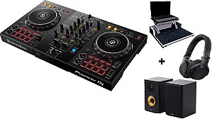 KIT DJ Controlador Pioneer DDJ 400 + Case Com Plataforma + Fone Pioneer HDJ Cue 1 + Monitor de Áudio Edifier R1000T4 Preto