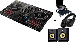 KIT DJ Controlador Pioneer DDJ 400 + Fone Pioneer HDJ X5 Preto + Monitor de Áudio KRK Rokit 8 RP8 G4 + Case Com Plataforma