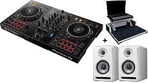 KIT DJ Controlador Pioneer DDJ 400 + Par de Monitor de Áudio Ativo Pioneer S-DJ50X Branco + Case Para Transporte Com Plataforma