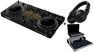 Kit Controlador Pioneer DJ DDJ-REV1 Com 2 Canais + Fone Pioneer HDJ X5 Preto + Case Para Transporte com Plataforma Notebook