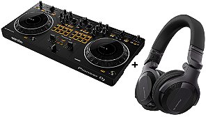 Kit Controlador Pioneer DJ DDJ-REV1 Com 2 Canais + Fone Pioneer HDJ CUE 1 Preto