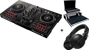 KIT DJ Controlador Pioneer DDJ 400 + Fone Pioneer HDJ X5 BT Preto + Case Para Transporte