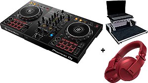 KIT DJ Controlador Pioneer DDJ 400 + Fone Pioneer HDJ X5 BT Vermelho+ Case Para Transporte