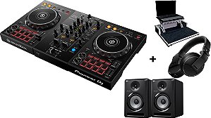 KIT DJ Controlador Pioneer DDJ 400 + Fone Pioneer HDJ X5 Preto + Monitor de Áudio Pioneer SDJ50X Preto + Case Com Plataforma
