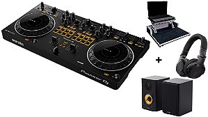 Kit Controlador Pioneer DJ DDJ-REV1 Com 2 Canais + Fone Pioneer HDJ CUE 1 Preto + Case Para Transporte com Plataforma Notebook + Caixas Edifier R1000T4