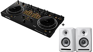 Kit Controlador Pioneer DJ DDJ-REV1 Com 2 Canais + Par de Monitor de Áudio Ativo Pioneer S-DJ50X Branco