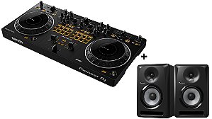 Kit Controlador Pioneer DJ DDJ-REV1 Com 2 Canais + Par de Monitor de Áudio Ativo Pioneer S-DJ50X Preto