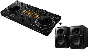 Kit Controlador Pioneer DJ DDJ-REV1 Com 2 Canais + Par De Caixas De Som Monitor De Áudio Ativo Pioneer VM-50 Preto