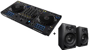 KIT DJ Controlador Pioneer 4 Canais DDJ FLX6 + Caixas de Som Pioneer DM40 Preto