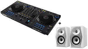 KIT DJ Controlador Pioneer 4 Canais DDJ FLX6 + Monitor De Áudio Ativo Pioneer VM-50 Branca