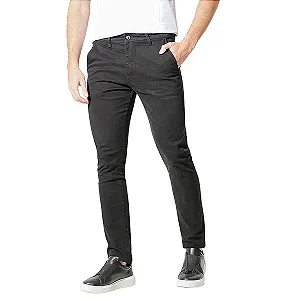 Calça Tommy Hilfiger De Sarja Chino Stretch Slim Fit Cor Preta