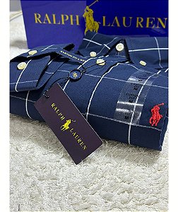 Camisa Manga longa Ralph Lauren Masculina Custom fit Xadrex