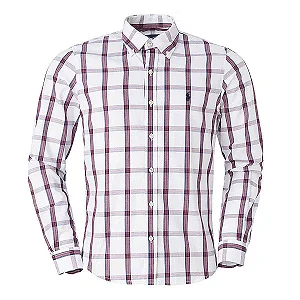 Camisa Ralph Lauren Masculina Algodão Xadrez Cor Branca Vermelha