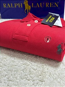 Camisa Polo Ralph Lauren Custom Fit Cor Vermelha