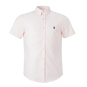 Camisa Ralph Lauren Masculina Manga curta Oxford Rosa