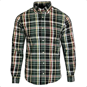 Camisa Ralph Lauren Xadrez Oxford Manga Longa Pony Verde