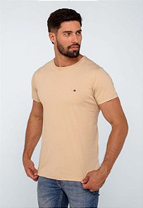 Camiseta Tommy Hilfiger Masculina Essential Cotton Cor bege