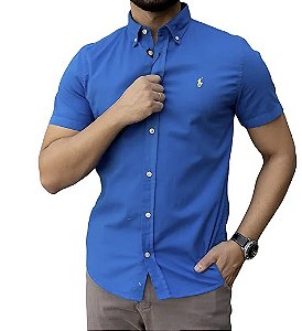 Camisa Ralph Lauren Cor Azul Bic Sarja