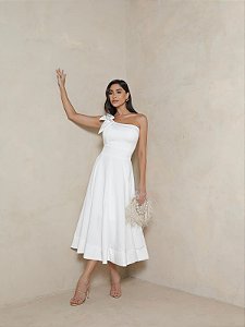Vestido Midi Branco Com Laço Lisboa