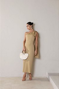 Vestido Midi Nula Manga em Alfaiataria Romenia