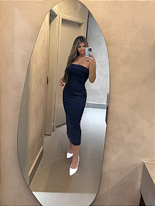 Vestido Midi Azul Marinho Tomara que Caia Talin