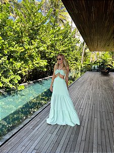 Vestido Longo Verde com Pedraria Havana