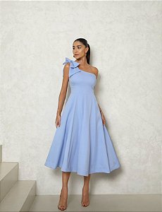 Vestido Midi Azul com Laço Lisboa