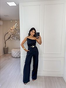 Macacão Alfaiataria Tomara que Caia com Cinto Dubai