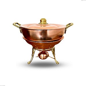 Rechaud De Cobre Puro Banho Maria 5 Litros Com Tampa