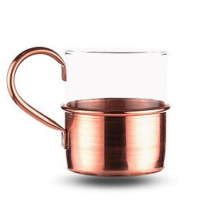 Caneca Moscow Mule Suporte De Cobre Com Copo De Vidro 280 ML