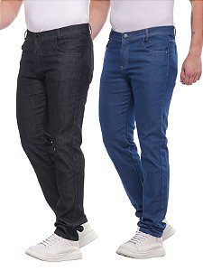 KIT 2 Calça Jeans Masculina Slim Jeans Escuro e Médio - FLC MODAS