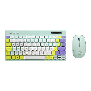 Kit Teclado + Mouse Sem Fio K-W71GN Verde TKL C3Tech