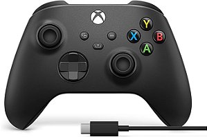 Controle Xbox Series S|X, One S|X, Preto com Cabo, Original Microsoft