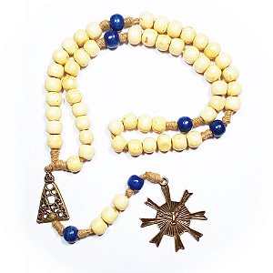 Terço Nossa Senhora Aparecida e Divino Espírito Santo Bege