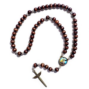 Terço São Miguel Arcanjo Madeira 10mm