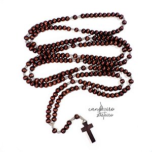 Rosário em Madeira 4 Terço / Mistérios - 20 Dezenas - Marrom 1,25 Metros