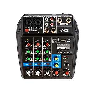 Mesa de Som MXT MX-4BT 4 Canais c/ Bluetooth, USB e Efeitos