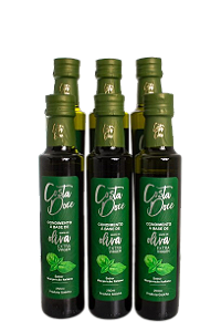 Azeite de Oliva Condimentado Costa Doce - Kit Sabor Manjericão Italiano 06 x 250ml.