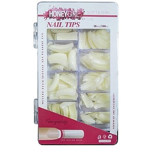Caixa de Unha Tips Honey Girl Square com 500 com Degrau e 10 Tamanhos 34N