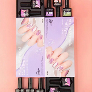 Kit 6 Esmalte em Gel Aurora Mermaid Cat's Eye - Loveyes Shimmer Color