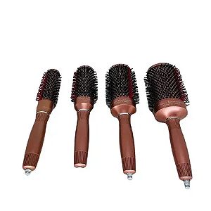 Escova Profissional Vazada Térmica em Metal Rose