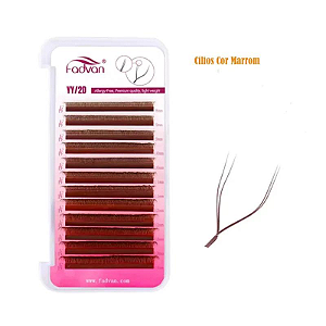 Cílios Fadvan Marrom YY 2D 0.07D Mix 8-12mm Volume Brasileiro