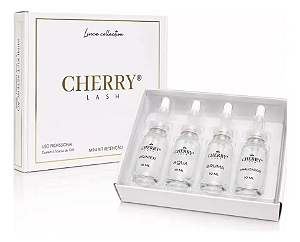 Mini Kit Retenção De Cílios Profissional Cherry Lash, Primer, Aqua, Bruma e Finalizador Pro