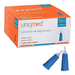 LANCETAS DE SEGURANCA UNIQMED SKA 28G X 1.8MM