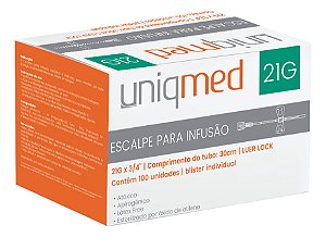 ESCALPE PARA INFUSAO UNIQMED 21G -30CM Unidade