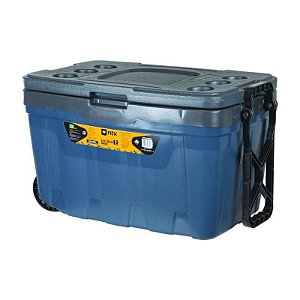 Caixa Termica Cooler Ice Box 54 Litros Ntk C/ Rodas (Cinza/ Azul) Cinza