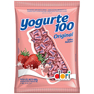 Bala Dori Yogurte 100 Mastig Morango 600g