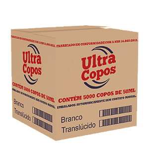 Caixa Copo Liso Ultra PS Cafe 50 Ml Estriado 5000 Unidades
