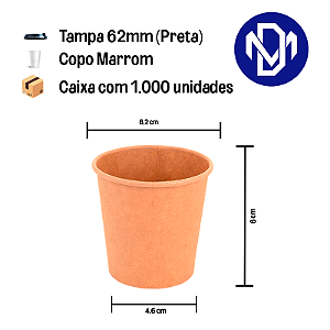 Caixa Copo Papel Kraft Parede Simples - Escolha o Tamanho