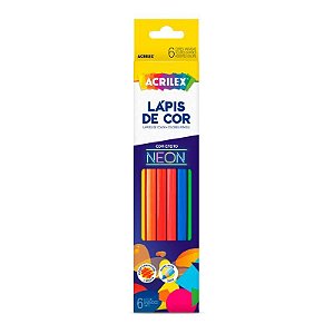 Lápis de Cor Acrilex Neon 6 Cores